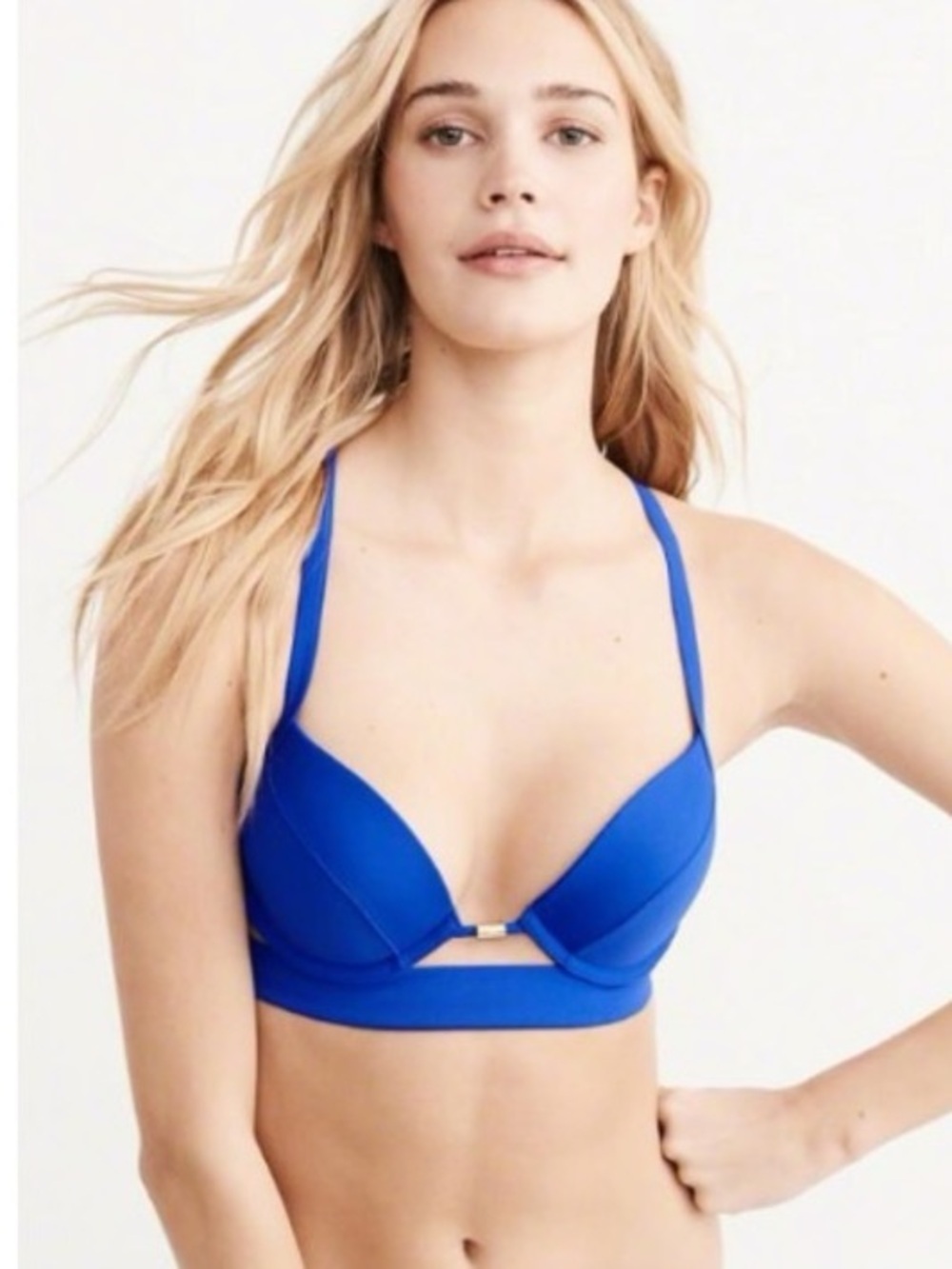 Abercrombie & Fitch Cobalt Blue Bikini Push Up Swim Top Criss Cross Straps